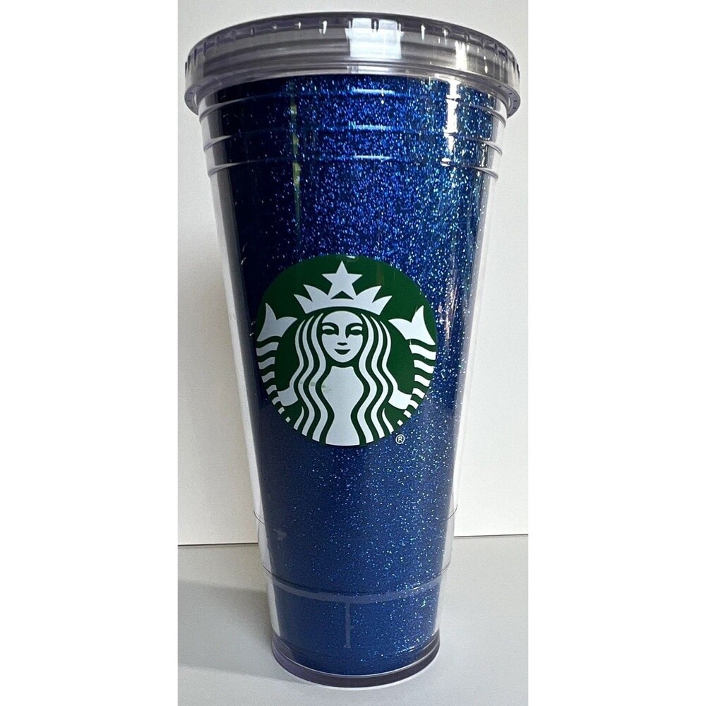Starbucks Blue Glitter Cold Cup Tumbler 20 fl oz with Clear Lid (2018)